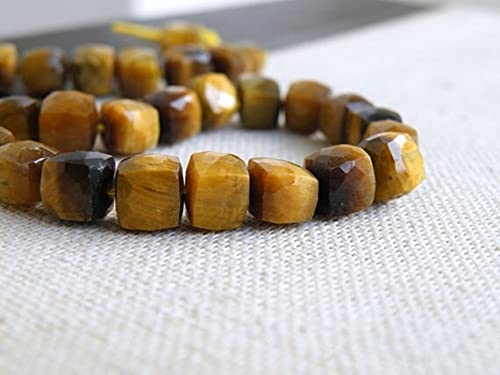 Perles œil de tigre 7mm cube pour atelier bijoux fait main