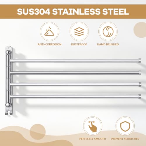 Teenyyou 20.4" Swivel Towel Rack 4 Arms 304 Stainless Steel Sliver by Teenyyou - Used condition - Image 3