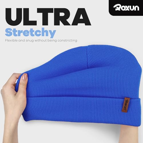 Image of ROXUN Beanie for Men /Women Winter Hat Soft Warm Unisex Skull Stocking Cap | cuffed beanie,stretch-knit fit ,suits daily wear,hiking, skiing cycling