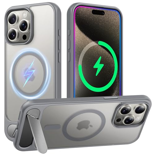 Coque aimantée iPhone 15 Pro Max 6.7 pouces antichoc mate grise TAURI