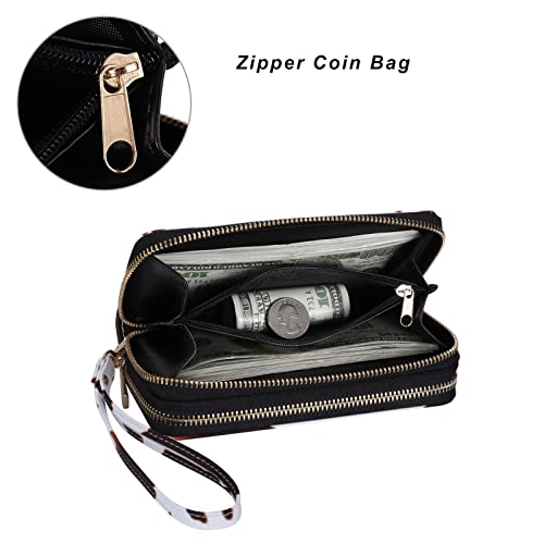 Image of Cellphone Wallet for Women Dual Zipper Long Purse with Removable Wristlet