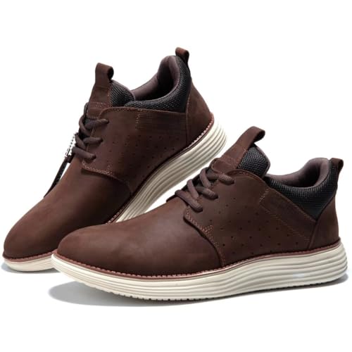 Image of Arkbird Casual Sneakers, Breathable Lace-Up Leather Walking Shoes Comfortable Fashion Sneakers for Men Daily Work