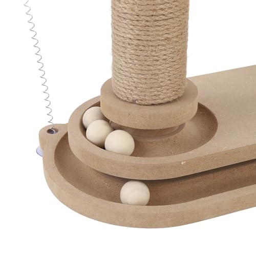 Rascador para gatos con estructura estable y juguete interactivo miniatura 6