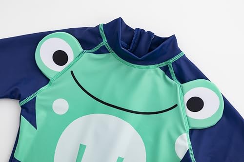 Image of LIZENS Boys Rash Guard Shirts One Piece Swimwear Green Dinosaur Short Sleeve UPF50+ Sun Protection Swimsuit