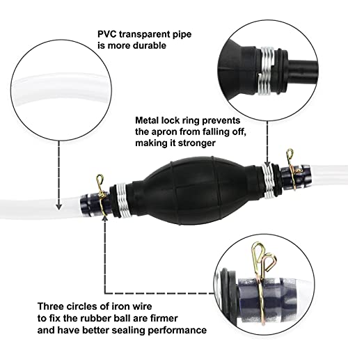 Foto von 8mm Handpumpe Umfüllpumpe,Handpumpe Absaugpumpe mit 2M Schlauch für Benzin Auto Wasser Öl Flüssigkeit,Universal Hand Kraftstoff Umfüllpumpe für Kraftstoffe, Kfz, Garten, Boot Kart Öl Absaugpumpe