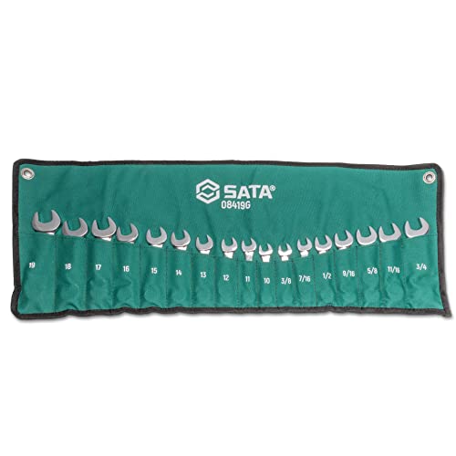 Sata 17 Piece 12 Point  Stubby Wrench Set | Sae Sizes 3/8" To 3/4" & Metric 10Mm To 19Mm | Off Corner Loading | St08419G #TOP11