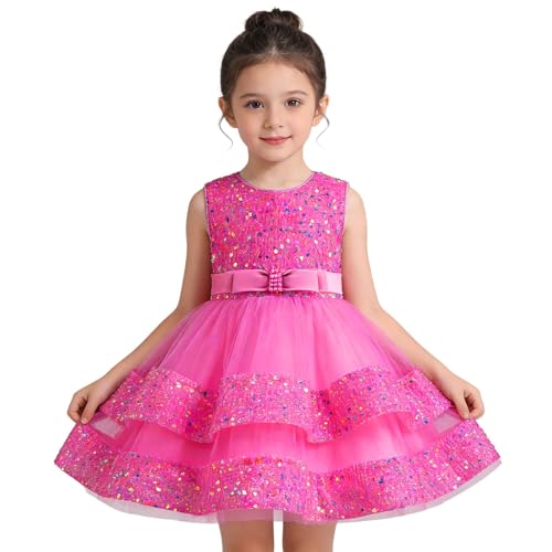 Vestido de fiesta de verano para niñas con perlas brillantes de 6 a 12 meses