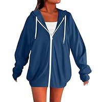 Sweat Zippé à Capuche Femme Manches Longues Décontracté Sweatshirt à Capuche Gilet Grande Taille Veste Sport Femme Automne Hiver Chaud Chic Élégant Streetwear Oversize Hoodie