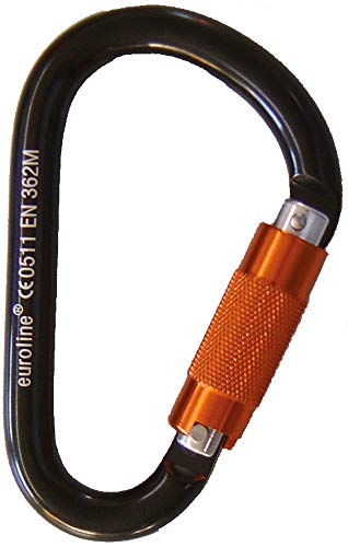 Haberkorn 3860020 - Mosquetón con cierre giratorio, color negro y naranja anodizado