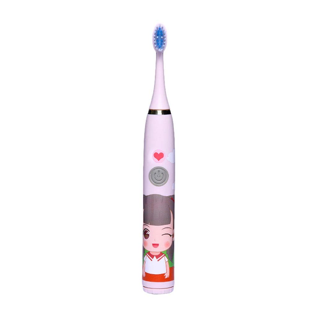 ZZL Toothbrush for Kids Kids Battery Toothbrushes Soft Bristles Electric Toothbrush with Tongue Cleaner for Girls Age 3-12 Years Tooth Brush (Color : Pink)