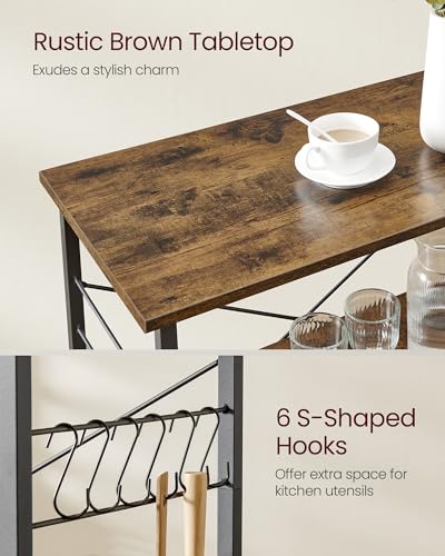 image for VASAGLE Kitchen Shelf on Wheels, Serving Cart with 3 Shelves, Kitchen 