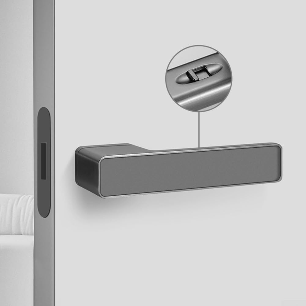 Minimalistic Magnetic Door Lock Designed For Quiet Operation In Bedroom And Indoor Settings (Grey)