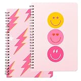 L1rabe 2 A5 Preppy Notebooks for Teens Girls Y2K Hardbound Spiral Journal for Student Happy Smile Ha