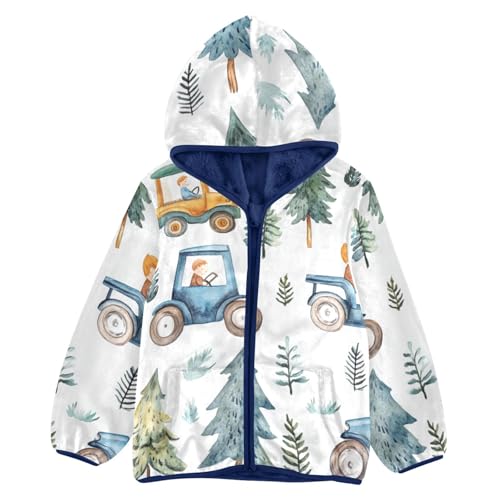 Cute Cars Blue Girls Fleece Jacket Girls Fall Jacket Girls Zip Up Hoodie Girls Sherpa Jacket 2-10T