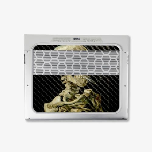 Image of MightySkins Carbon Fiber Skin Compatible with Alienware X14 R2 (2023) Full Wrap Kit - Skull with Cigarette | Protective Durable Textured Carbon Fiber Finish | Easy to Apply | Made in The USA