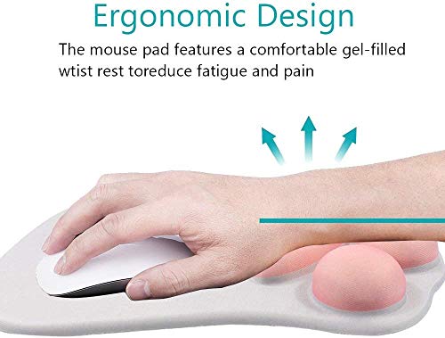 Cute 3D Cat Paw Mouse Pad With Soft Silicone Wrist Rest Support Cushion- Nonslip Premium Ergonomic Comfort Mouse Mat - Office & Home Computer & Mac Laptop Gaming Desk Decor Mousepad - Gray(10.7×8.0) #TOP5