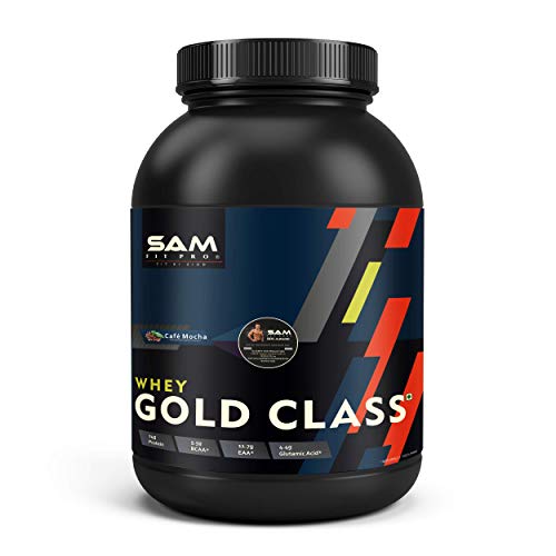 Image of SamFit Pro Gold Class Whey Protein | Cafe Mocha | 1 Kilogram | 24 Gram Protein per Scoop | USA Made Whey | 0g Trans Fat | Keto Friendly Protein Powder, For Fat loss and Maintaining Lean Muscles|