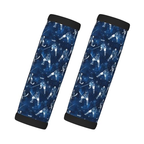 2 Pcs Luggage Handle Wraps for Suitcase - Fashion Blue Hockey Player Print Luggage Handle Covers, Suitcase Tags Identifiers for Suitcases, Travel Essentials for Flying Accessories