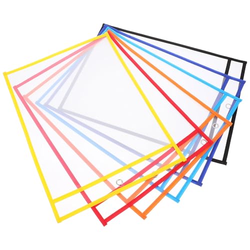 TEMPNAP 6piezas Bolsillos De Borrado Seco Reutilizables Para Clases Fundas Transparentes Para Actividades Educativas y Enseñanza Infantil
