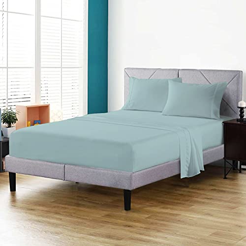 100% Egyptian Cotton Fitted Sheet 200 Thread Count Hotel Quality Soft & Crisp Cotton Caravan Campervan Bed Fitted Sheet (Duck Egg, Double)