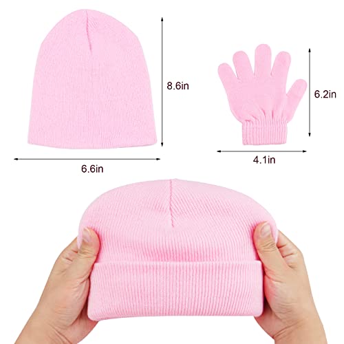 Image of Hicdaw Kids Winter Hats Gloves Scarf Set Baby Mittens Gloves with Pompom Baby Winter Hat Toddler Beanie Hat for Boy Girl