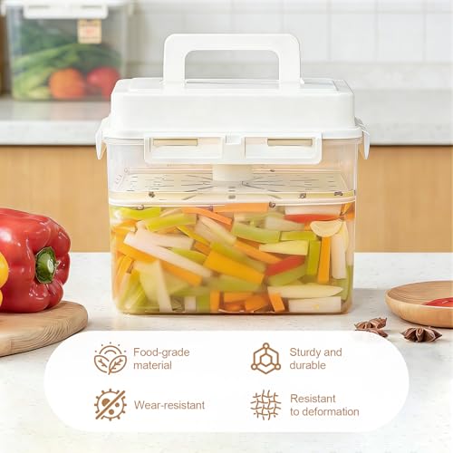 Miniatura 4 de Yuhtech Contenedor De Fermentación De 5 L, Recipiente De Fermentación Kimchi Con Tapa Hermética, Recipiente Para Kimchi, Recipiente De Conservación, Recipiente De Fermentación De Prensa