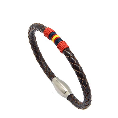 Hispania Colors Pulsera fortune simple piel marrón España (Rojo, 19)