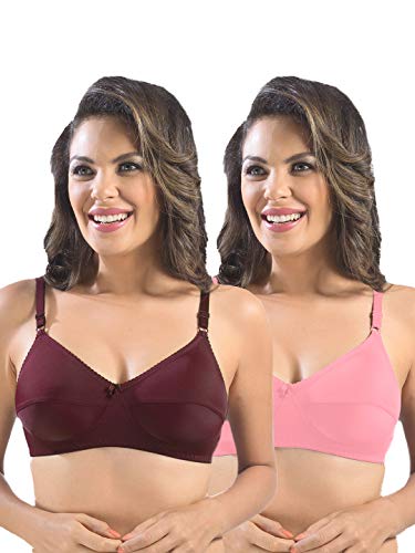 Image of SONARI Womens Cotton Everyday Bra | Non Padded, Wire Free, Comfortable Bra with Seamed Cups | Medium Coverage, Hook and Eye Closure for Everyday Wear | Adjustable Strap for a Customized Fit - Loreal
