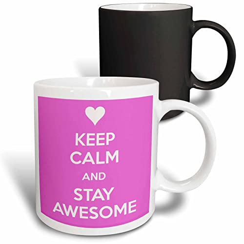 3dRose Keep calm and stay awesome, Pink 11oz Magic Transforming Mug