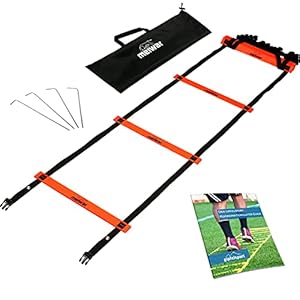meiwar Échelle de coordination 6 m – Échelle d&rsquo;entraînement I Agility Ladder avec échelons robustes pour l&rsquo;entraînement de coordination, le football, le basket-ball | Speed Ladder