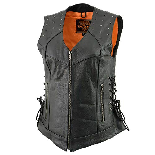 Image of Milwaukee Leather Women's Premium Classic Leather Motorcycle Rider Vest w /Adjustable Side Laces