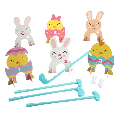 Fun Express 26 Pieces Easter Bunny & Chicks Indoor or Outdoor Mini Golf Game for 4