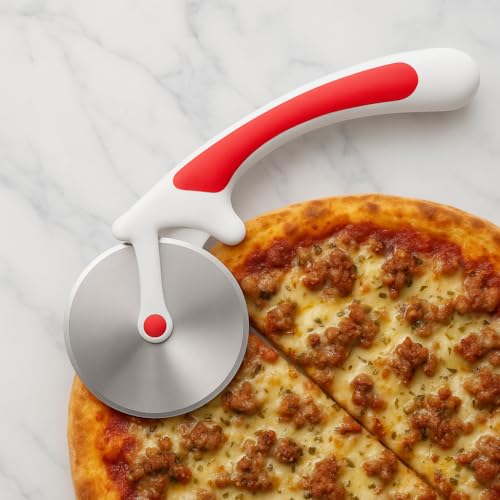 Image of Premium Stainless Steel Pizza Cutter with Sharp Blade & Smooth Rolling Plastic Handle, Paratha, Chapati, Slice Cutter, Kitchen Slicer for Pizza, Sandwich, Pizza Cutter for Kitchen