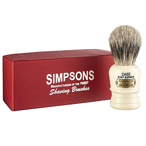 Case Badger Brush- Simpson Shaving Brushes - Faux Ivory Handle (Case C1 Best Badger) (Case C1 Best)