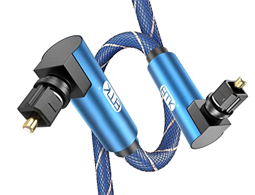 EMK 90 Degree to 90 Degree Optical Audio Cable, 360 Degree Swivel Adjustable Right Angled on Both Ends Optical Cable for Home Theater, Sound bar, TV, PS4, Xbox & More(3.3ft/1m)