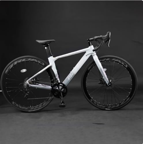 Dazzix新登場カーボンディスクロードバイク、統合設計レーシング自転車フレームカーボンフォーク、シマノディレーラーシステム18速ディスクブレーキロードバイク、700Cレーシング軽量タイヤ 男性または女性用 (18段変速/Lサイズ510mm 身長173〜1