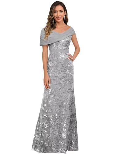 Image of VCCICANY Sequin Mermaid Mother of The Bride Dresses for Women Chiffon Off Shoulder Ruched Long Formal Evening Gowns