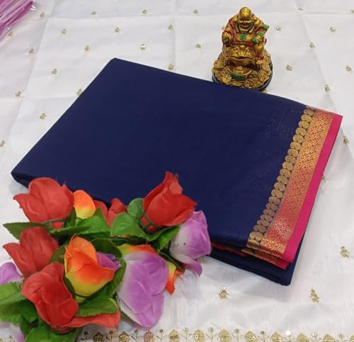 Image of Anushka Fashions Semi Mysore Crepe Silk Saree with 2D Pattern, Contrast Border, Rich Pallu & Blouse Piece Included, Lightweight Ethnic Wear for Festive, Party & Traditional Occasions