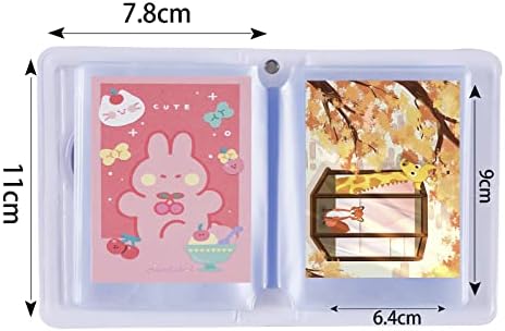 3 Inch Kpop Mini Photo Album,Photocard Album,Love Heart Hollow Photocard Holder 40 Pockets,With Pendant and Card(Red)