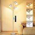 QiMH LED Floor Lamp for Living Room, Modern Dimmable Standing Lamp with 4 Color Temperature, Remote and Touch Control, Tree Floor Lamp for Bedroom with 3 Rotatable Lights Bright Stand up Lamp, Silver