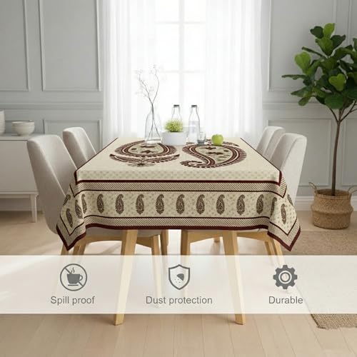 Image of STITCHNEST 'Tavola Luxe Series' Dining Table Cover 60x90 Inches | 6 Seater - 8 Seater Rectangular Dining Table Cover | Premium Fabric, Washable & Colour Fast