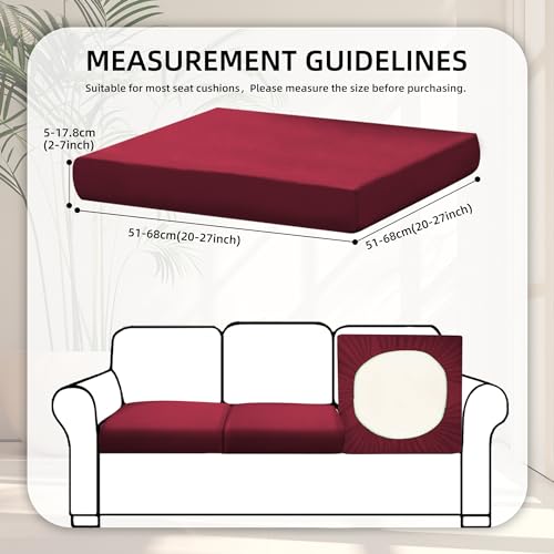 Image of 8Pcs Stretch Patio Cushion Covers,Outdoor Couch Covers Replacement,Outdoor Couch & Sofa Slipcovers,for Patio Furniture Cushion Covers,Washable Reusable urniture Protector (Wine Red,Cover Only)