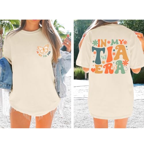 in My Tia Era Shirt Funny Auntie Tshirt Oversized Graphic Tees for Women Cool Aunts Club Aunt Gifts Cotton Tops3
