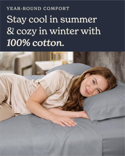 Image of Beckham Hotel Collection King Pillow Cases Set of 2, Cool Touch Sateen Pillowcases, 500TC Cotton, Silky Smooth & Soft, Open End, Light Gray