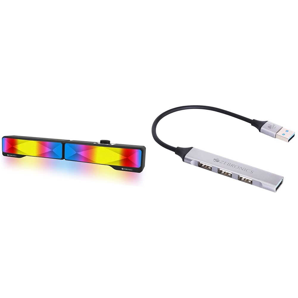 ZEBRONICS Wonder Bar 20 RGB Lights Computer Speaker with Detachable 2 in 1 Design, 10W RMS Output, V-image-47