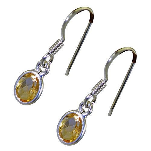 Boucles d'oreilles citrine naturelle argent 925 femme crochet poisson