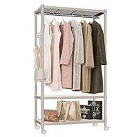 Amazon｜IZEUK ハンガーラック キャスター付き3段 パイプ付き ハンガー