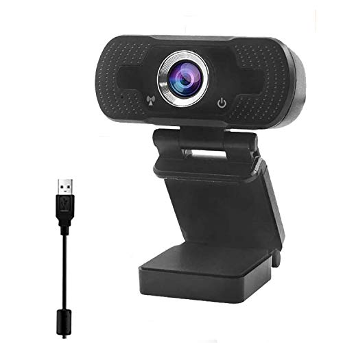 eoqo USB Webcam HD 1080P con Micrófono,USB Plug and Play Mini Cámara para Transmisión por Secuencias Computadoras PC con Mac,Cámara Transparente para Enseñanza en Línea,Videoconferencia
