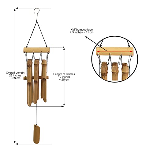 Ankinte Bamboo Wind Chime Outdoor, 6 Small Bamboo Bell Tubes For Outdoor Or Indoor Home Décor, Handmade Natural Soothing Sound 23 Inches thumb #3