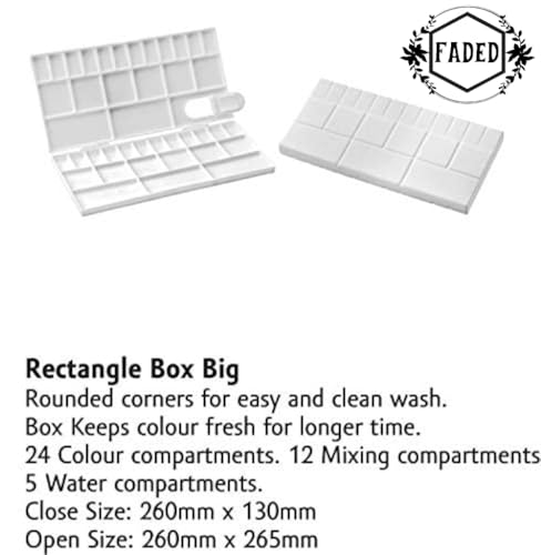Image of Faded Folding Plastic Paint Palette - Compact Mixing Tray for Watercolor, Gouache, Acrylic & Oil Paint - Ideal for Professional Artists, Students & DIY Painting Projects (Medium)
